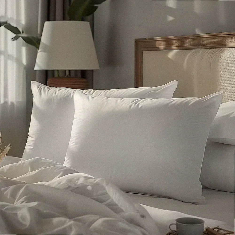 100% Cotton Medium Firm Goose down Feather Standard Pillows Set of 2, Bedding Pi