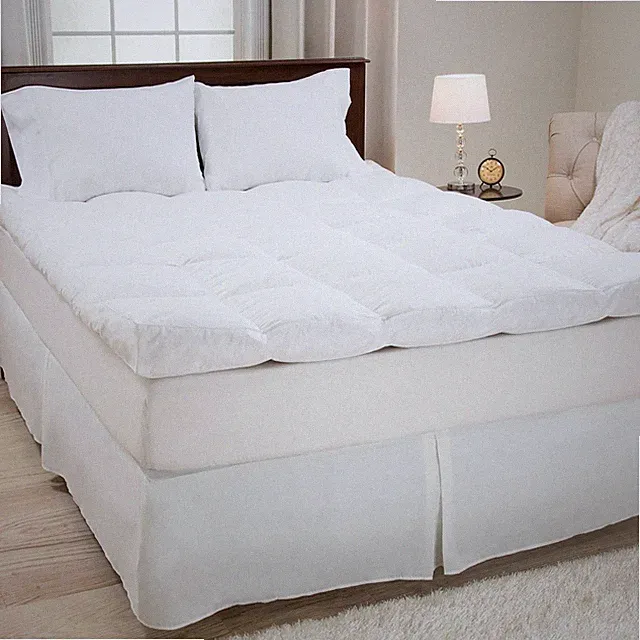 2 Inch Goose White Feather Bed Extra Thick Mattress Topper Pillowtop Cotton
