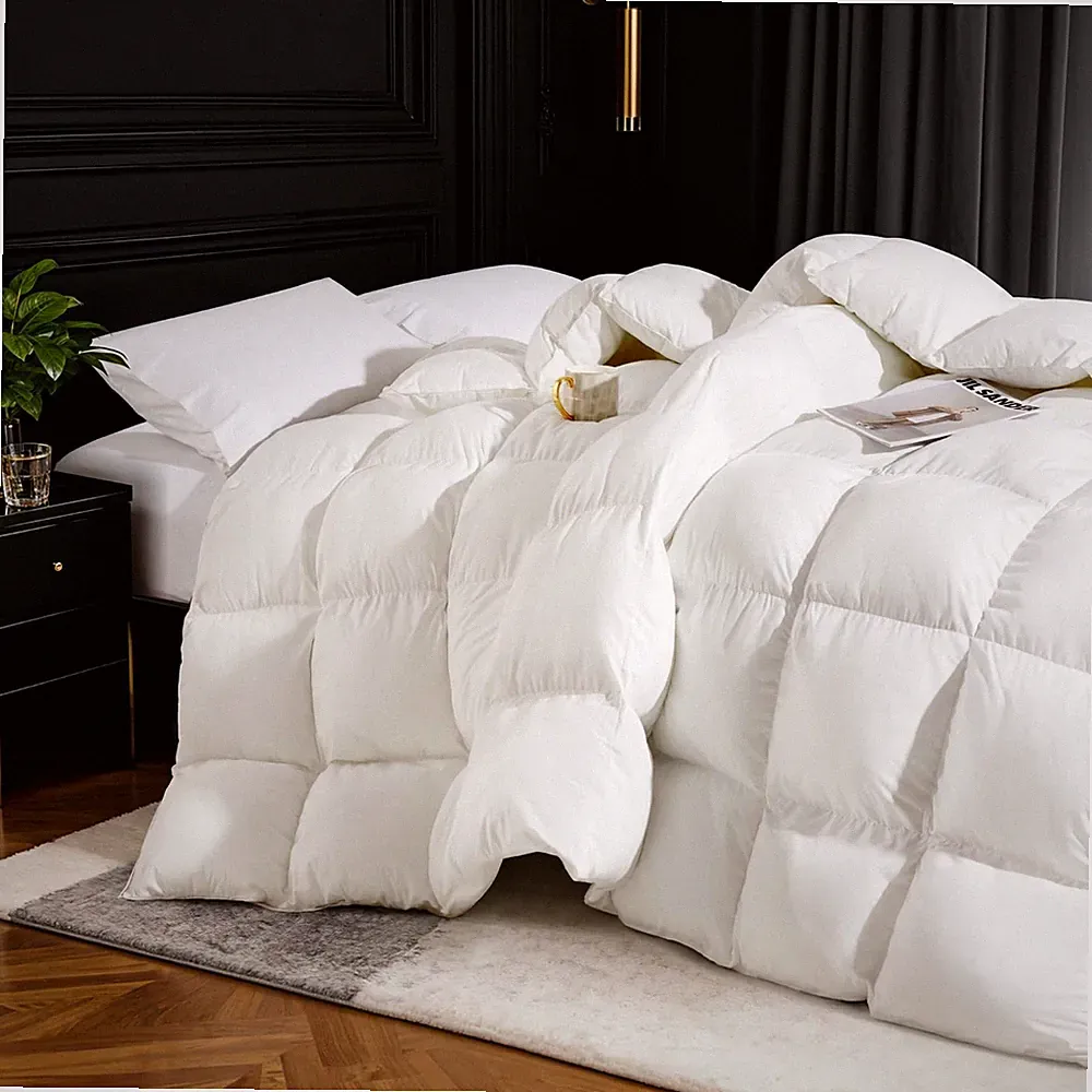 75% Canadian Goose Down Comforter Oversized King Size, Ultra Soft 100% Cotton...