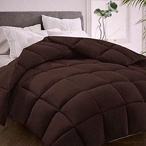 All Season Queen Size Bed Comforter - Cooling Goose Down Queen（88*88） Brown