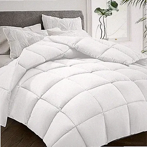 All Season Queen Size Bed Comforter - Cooling Goose Down Queen（88*88） White