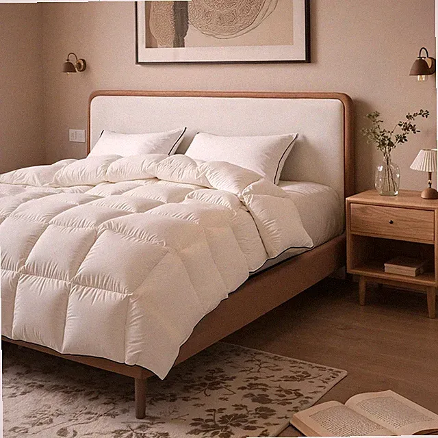 Breathable White Goose Down Fiber Comforter Queen Size 90”x90”, Super Cozy an...