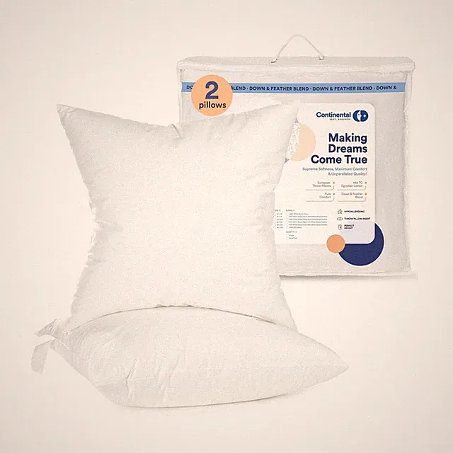 Continental Bedding Decorative Throw Pillow Goose Down and Feather Fill 80/20...