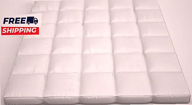 down Mattress Topper Queen 4-Inch Duck and Goose Feather Bed with Cotton Mattre