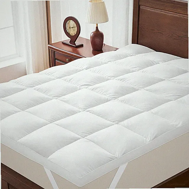 Dual Layer Goose Feather Down Mattress Topper Queen, White Feather Bed Topper...