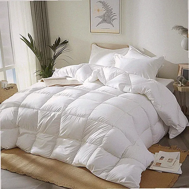Goose Feather Down Comforter - Twin Size 56oz Fill, 100% Cotton - Medium Warmth