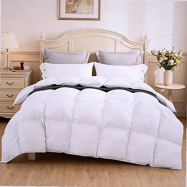 Hotel Luxury All Season Cotton Goose Feather Down Comforter Cal King Size 108x98