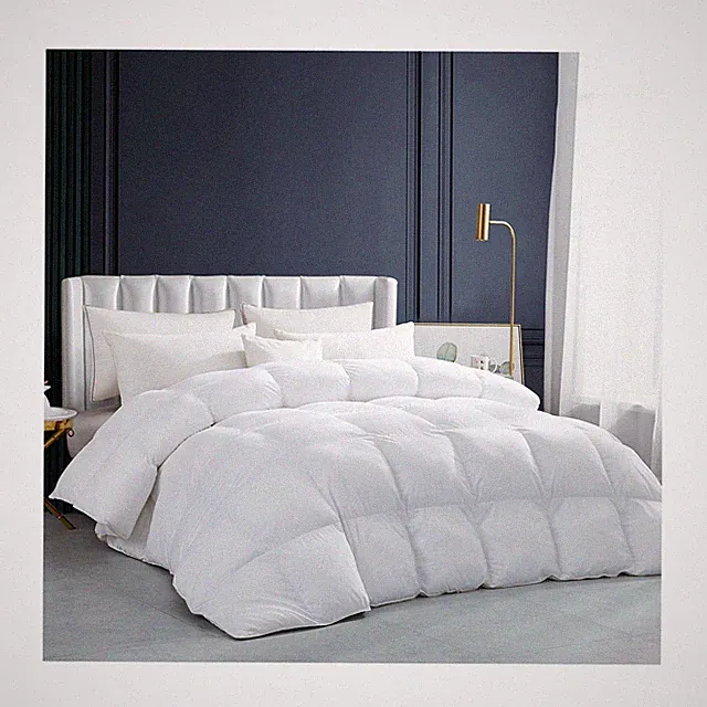 Luxurious White Solid Heavy Weight, King Size Goose Feathers Down Comforter f...