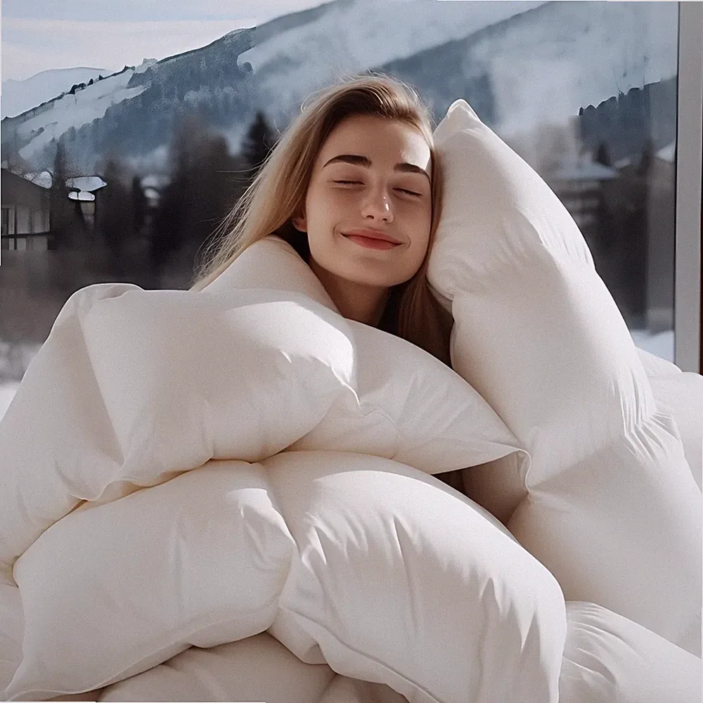 Luxury Goose Feather Down Comforter California King Size - 1600 TC/DM Cotton...