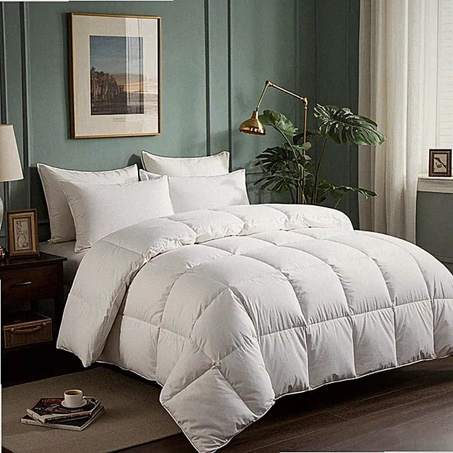 Luxury King Size Goose Down Comforter, Hypoallergenic, All Season, White
