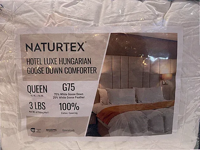 Naturtex Queen Hotel Luxe Hungarian Goose Down Cotton Comforter, Feather Blanket