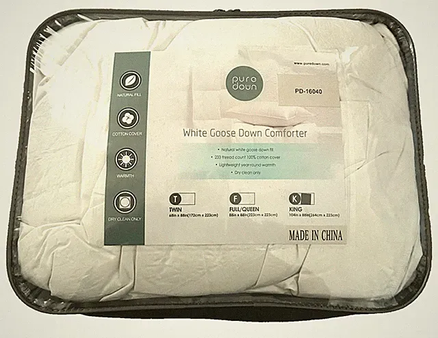 NEW puredown Natural White Goose Down Comforter King Size 104x88 233 TC Cotton