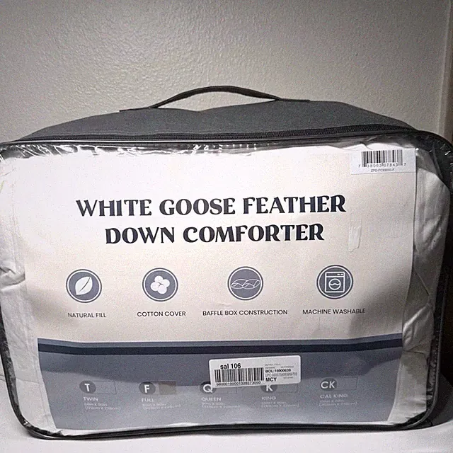 Puredown All Season White Goose Down Comforter 500 TC Cotton Baffle Box Duvet In