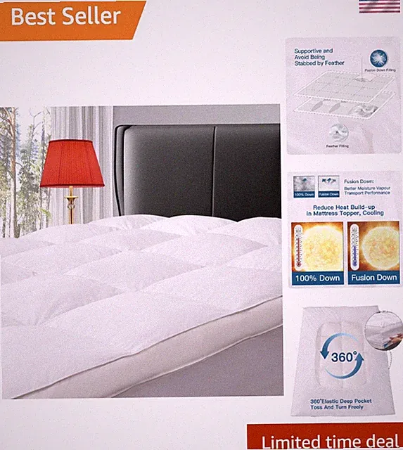 Queen Extra Thick Goose Down Mattress Topper – Plush Pillowtop, 8-21" Deep Po...
