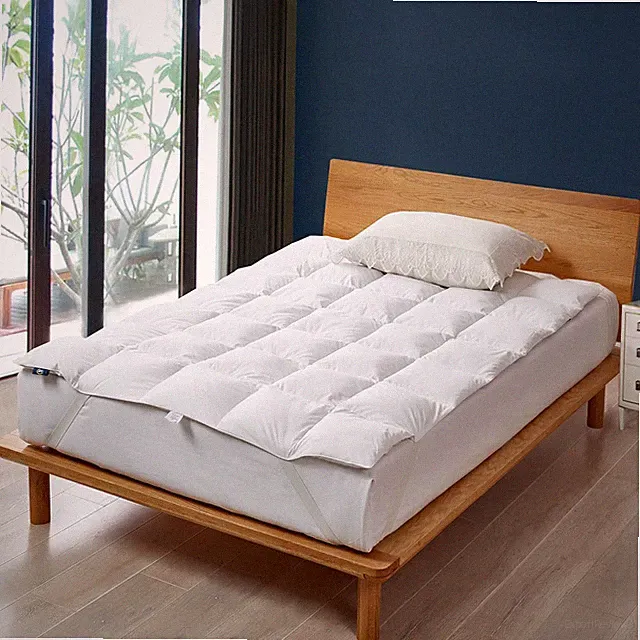 White Goose Feather down Bed Mattress Topper Full Size - Plush Fluffy Anchor Ban