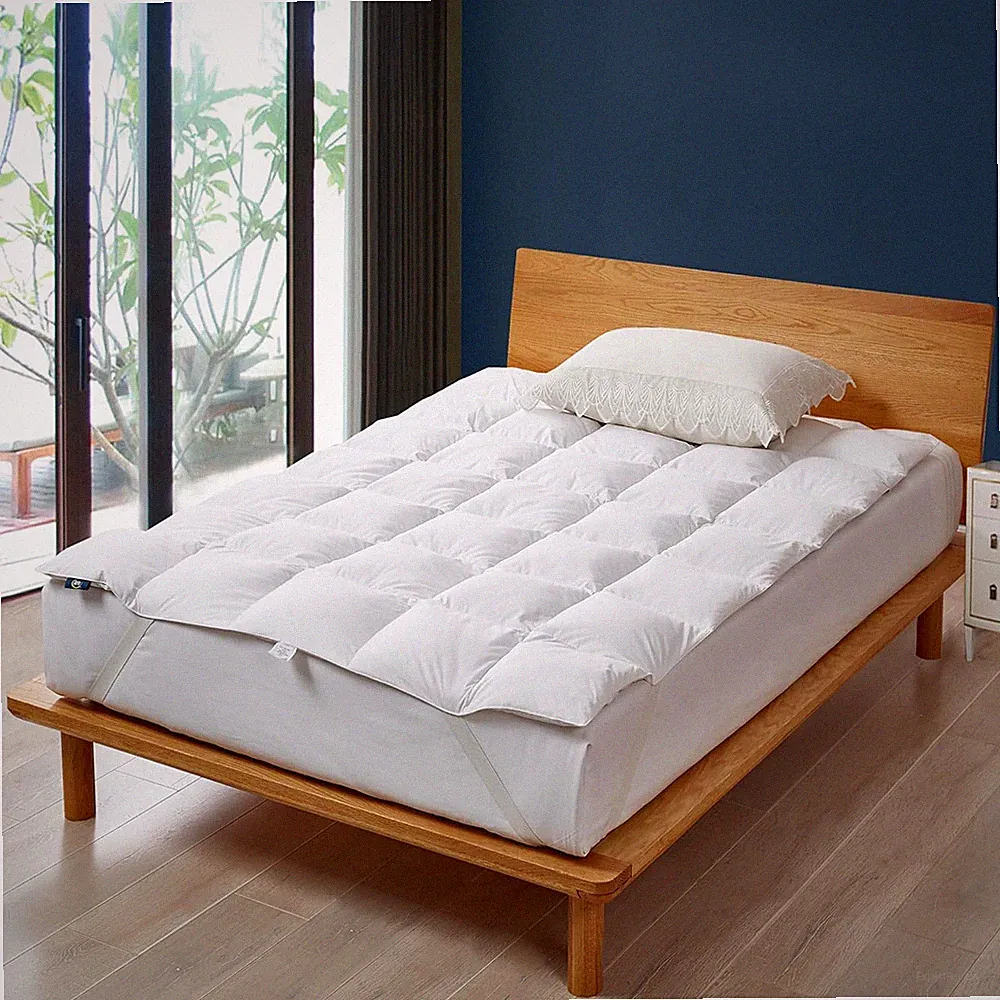White Goose Feather down Bed Mattress Topper Queen Size - Plush Fluffy Anchor Ba